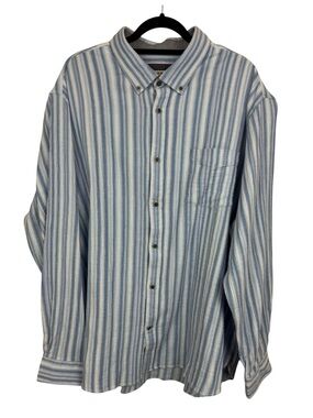 32 Bar Blues Shirt Mens Large Blue Striped Cotton Gauze Button Down XXXL